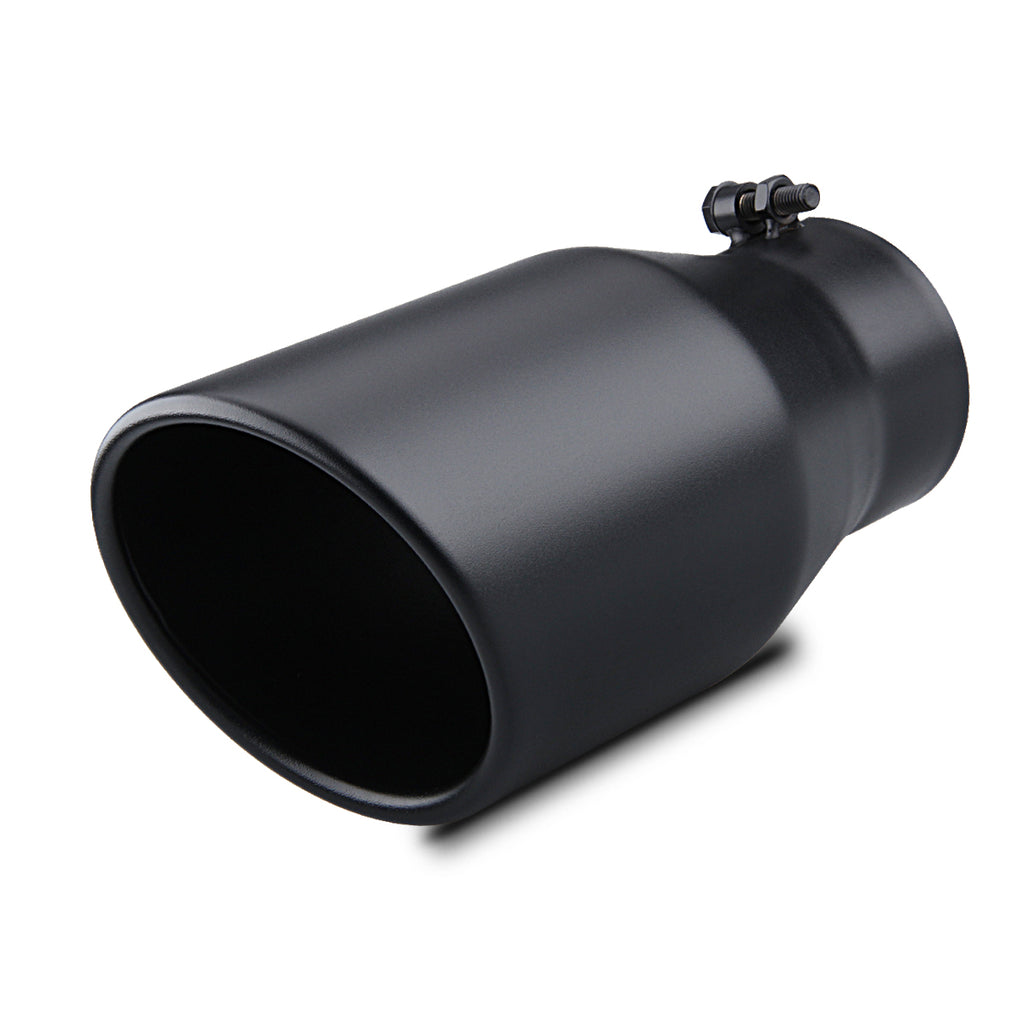 4" Inlet 6" Outlet 12" Long Exhaust Tip Bolt On Black SS