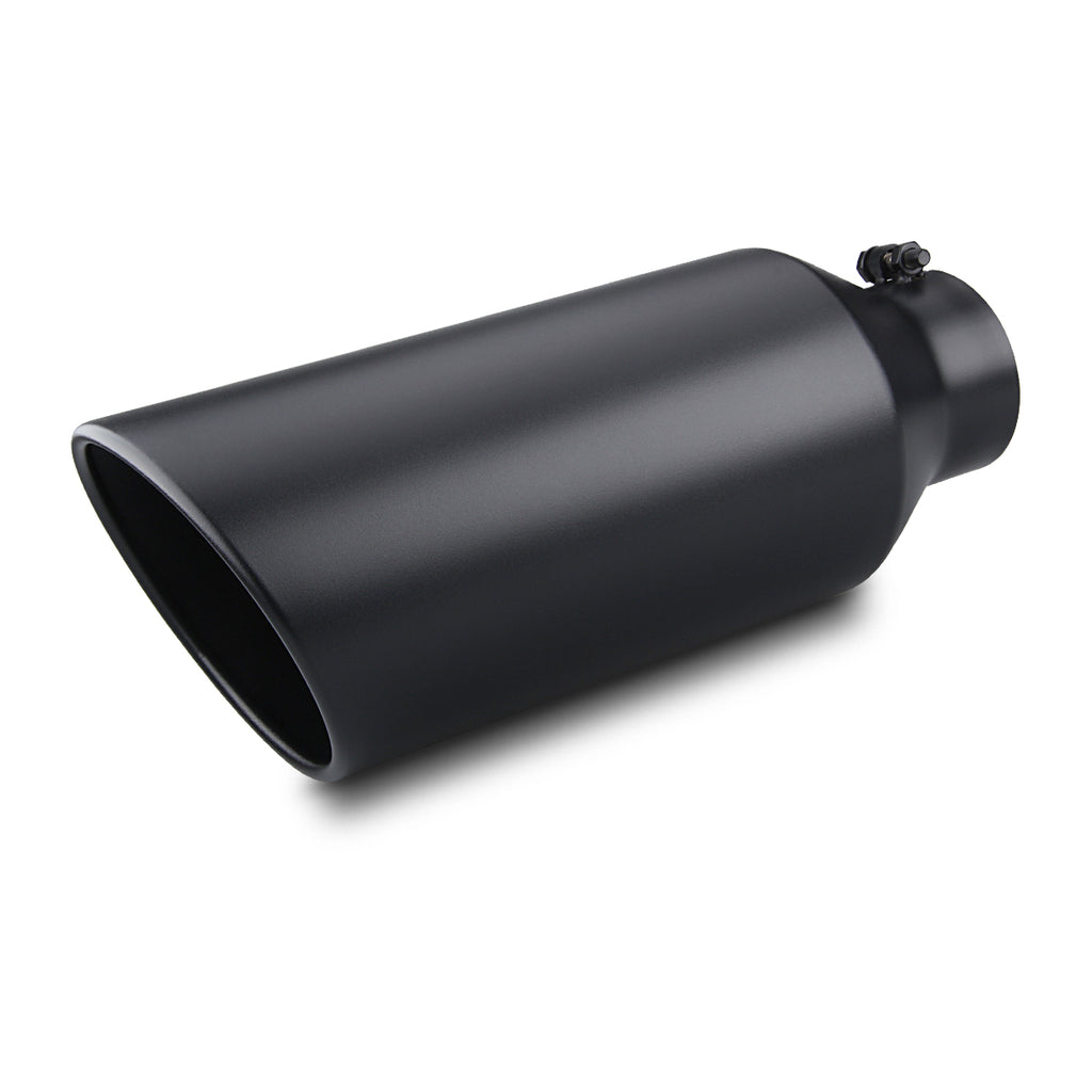 4" Inlet 7" Outlet 18" Long Exhaust Tip Bolt On Black SS