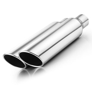 2.5" Inlet 4" Outlet 18" Long Exhaust Tip Weld On Silver SS