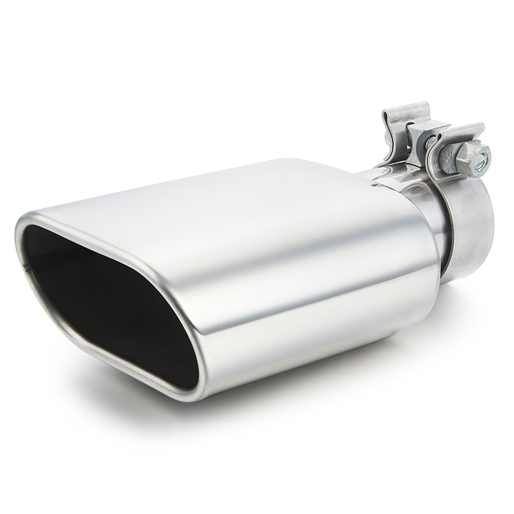 2.5" Inlet 3"x5.5" Outlet 9.5" Long Exhaust Tip Clamp On Silver SS