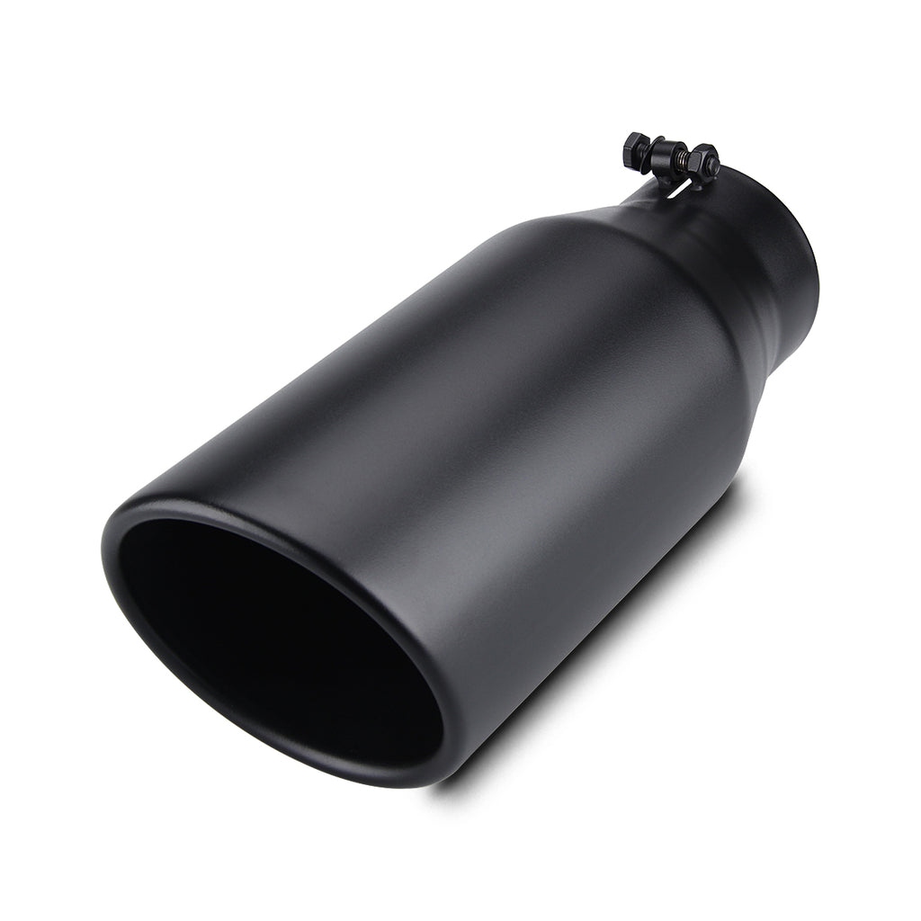 4" Inlet 6" Outlet 15" Long Exhaust Tip Bolt On Black SS