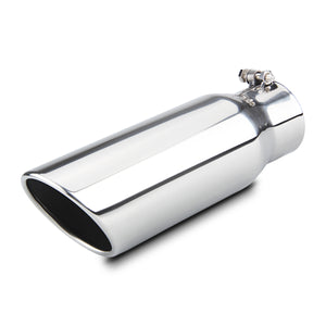 3" Inlet 4" Outlet 12" Long Exhaust Tip Bolt On Silver SS