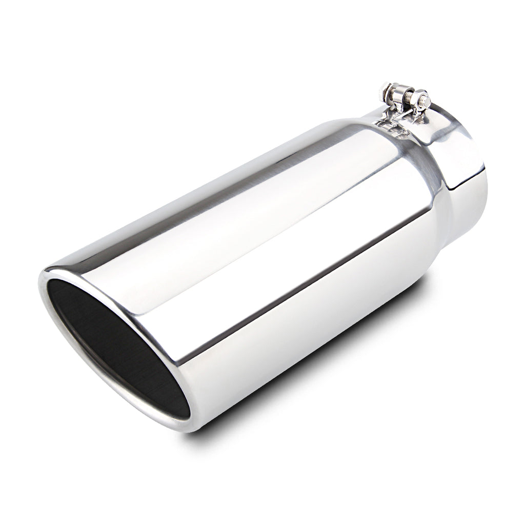 5" Inlet 6" Outlet 15" Long Exhaust Tip Bolt On Silver SS