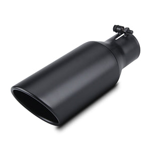 2.5" Inlet 4" Outlet 12" Long Exhaust Tip Bolt On Black SS