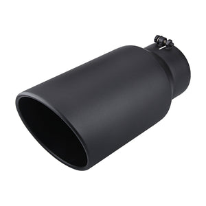 5" Inlet 7" Outlet 15" Long Exhaust Tip Bolt On Black SS