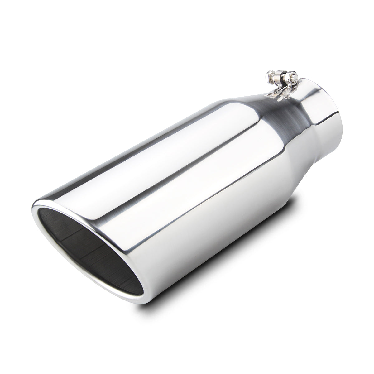 Inlet 4'' Outlet 10'' 15'' Stainless Steel Rolled Edge 20° Exhaust Inlet 4'' Outlet 10'' 15'' Stainless Steel Rolled Edge 20° Exhaust