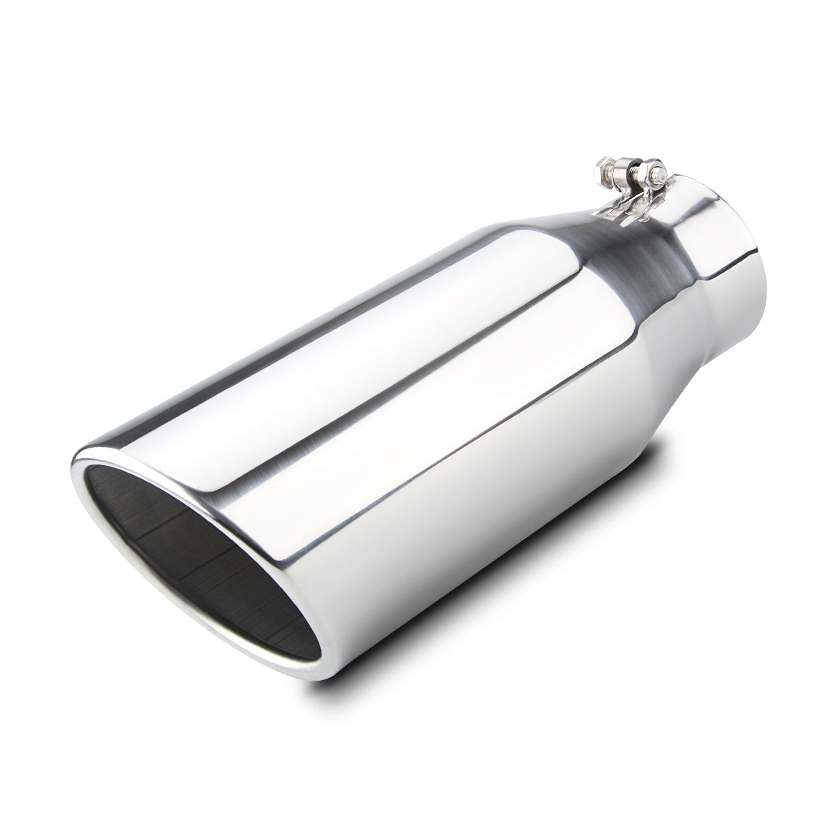 4" Inlet 6" Outlet 15" Long Exhaust Tip Bolt On Silver SS