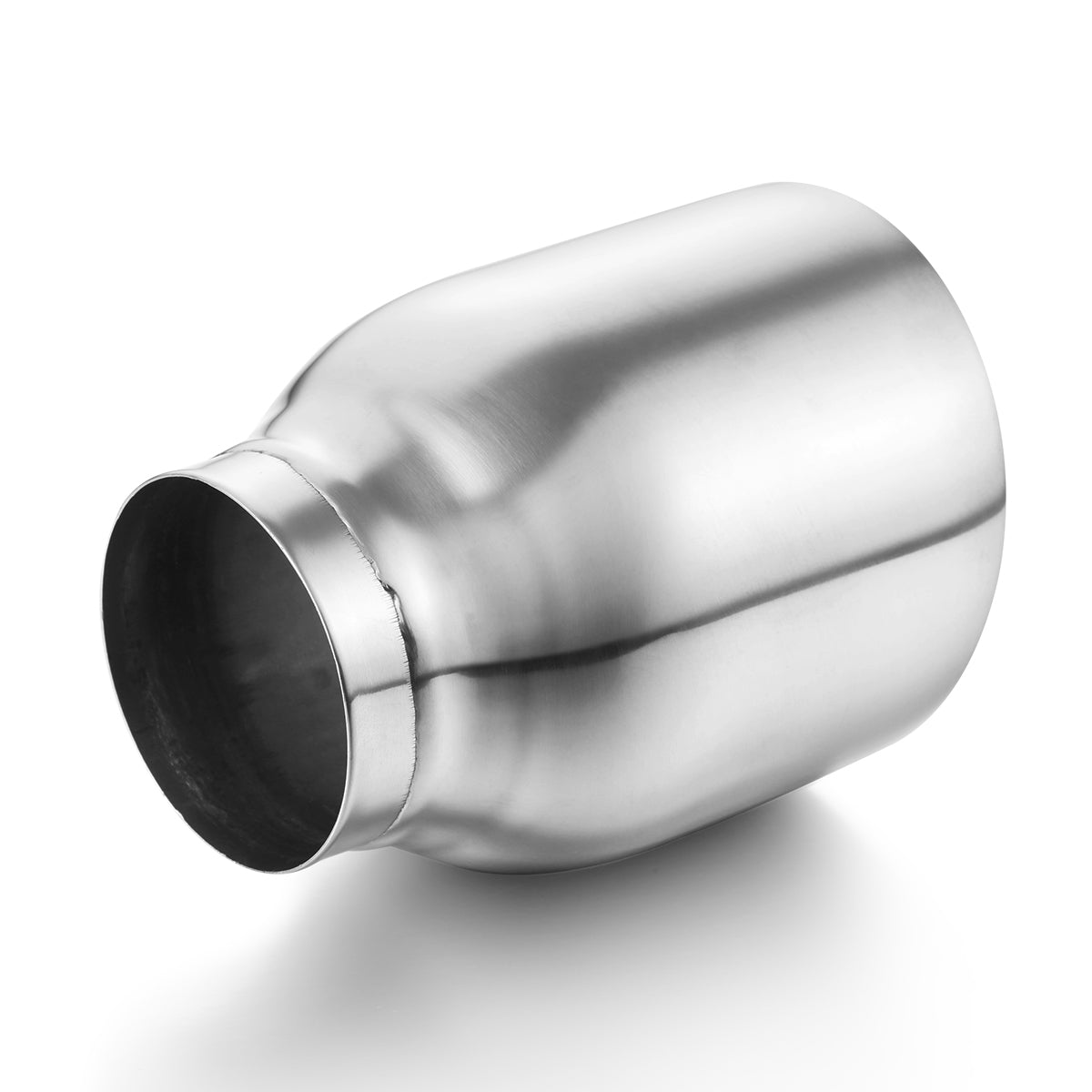 2.5" Inlet 4" Outlet 5" Long Exhaust Tip Weld On Silver SS