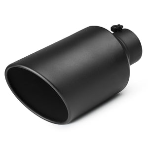 Inlet 4" Outlet 8" Long 15" Stainless Steel Rolled Edge Exhaust Tip Diesel Black
