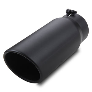 5" Inlet 6" Outlet 15" Long Exhaust Tip Bolt On Black SS