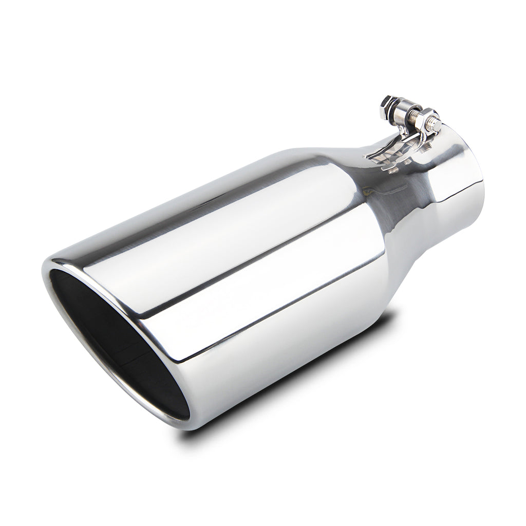 3" Inlet 5" Outlet 12" Long Exhaust Tip Bolt On Silver SS