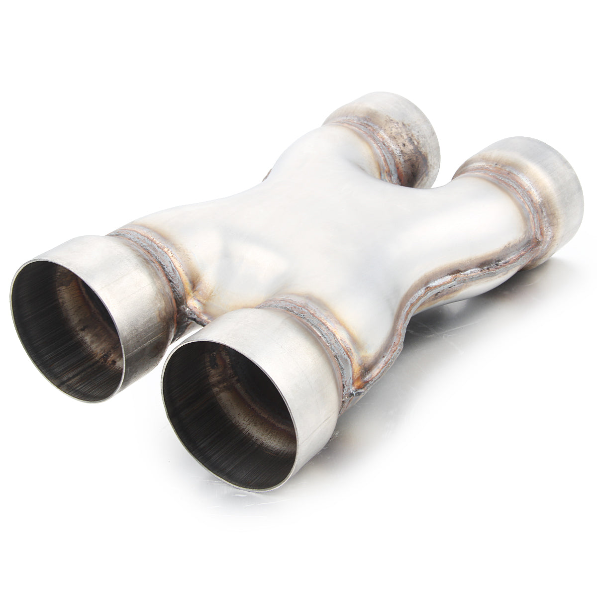 3" Inlet 3" Outlet 12" Long Exhaust X-Pipe Weld On Silver SS