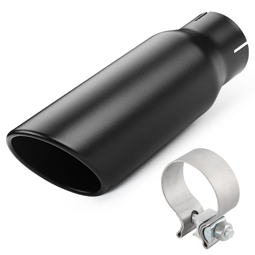 3" Inlet 4" Outlet 12" Long Exhaust Tip Clamp On Black SS