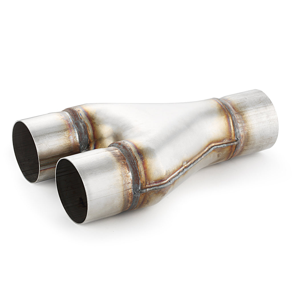 2.5" Inlet 2.5" Outlet 10" Long Exhaust Y-Pipe Weld On Silver SS