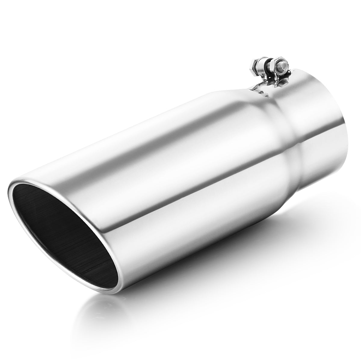 4" Inlet 5" Outlet 12" Long Exhaust Tip Bolt On Silver SS